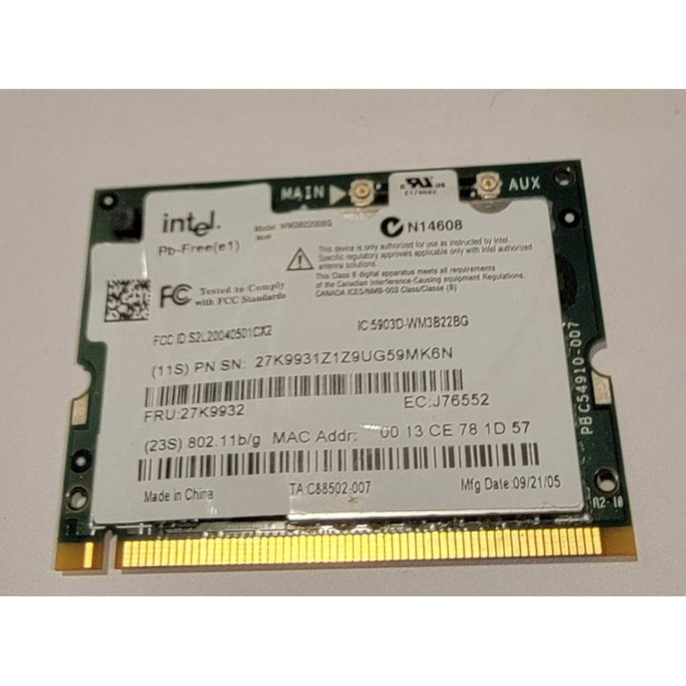 Genuine IBM FRU 27K9932 Intel PRO/Wireless Mini PCI Wireless Card WM3B2200BG